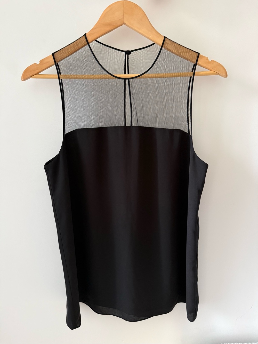 Babaton Black Sleeveless Camisole with Sheer Mesh Yoke